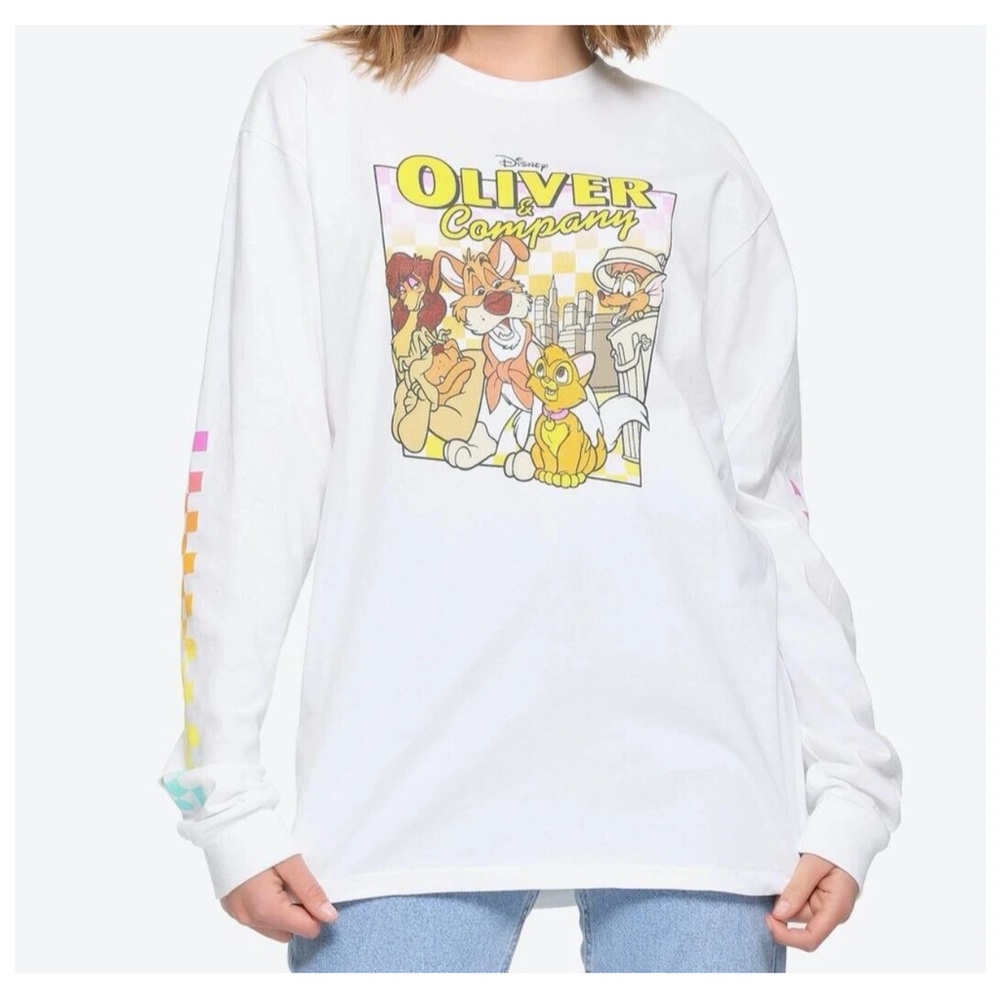 Disney Oliver & Company White Graphic Long Sleeve shirt 2x
